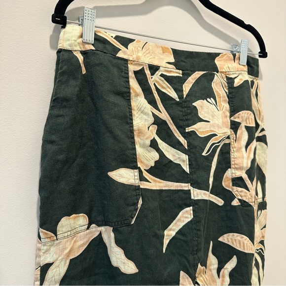 Reiss Jackson Floral Print High Rise Midi Skirt Green Tropical Resortwear Yellow - Picture 3 of 16